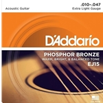 D'Addario  EJ15 Phosphor Bronze Acoustic Guitar Strings, Extra Light, 10-47