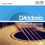 D'Addario EJ16 Phosphor Bronze Acoustic Guitar Strings, Light, 12-53