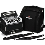 Hohner COGB-N Compadre GCF Black Accordion w/Gig Bag, black/Silver Grill, 31 Treble-12 Bass, Diatonic Button