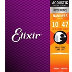 Elixir 11102 Extra Light 10-47 Acoustic 80/20 Bronze Strings with NANOWEB Coating