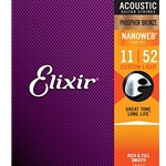 Elixir 16027 .011-.052 Phosphor Bronze, NANOWEB Coating, Custom Light