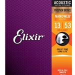 Elixir 16282 NANOWEB Phosphor Bronze Acoustic Guitar Strings .013-.053