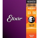 Elixir 16102 NANOWEB Phosphor Bronze Acoustic Guitar Strings .013-.056, Medium