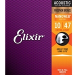 Elixir E16002 .010-.047 Phosphor Bronze, NANOWEB Coating, Extra Light