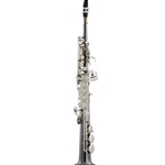 Eastman ESS642-BS Professional Bb Straight Soprano Saxophone, Black Nickel Plated Body w/Silver Plated Keys
