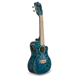 LANIKAI QM-BLCEC Quilted Maple Blue Cutaway Electric Concert Ukulele