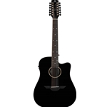 H Jiminez LGD1-CEBK 12 String Guitarra, Double Cutaway Electric, Black, W/Hard Case