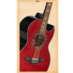 H Jiminez LBQ1GXE-AN Aurora Borealis Bajo Quinto Acoustic/Electric Red Sparkle with Hard Case
