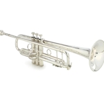 Bach 190SL65GV Stradivarius Professional Silver Trumpet, .459/.462 Vindabona large bore, 2-Piece Valve Casing, Hand Hammered 5" bell