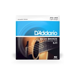 D'Addario  EJ11 80/20 Bronze Acoustic Guitar Strings, Light, 12-53