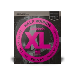 D'Addario ENR71-5 Half Round 5-String Bass Guitar Strings, Regular Light, 45-130, Long Scale