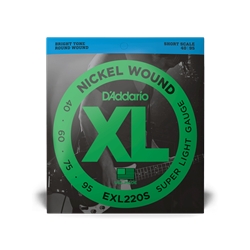 D'Addario EXL220S Nickel Wound Bass Guitar Strings, Super Light, 40-95, Short  Scale