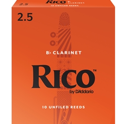 D'Addario RCA1025 Rico Bb Clarinet Reeds, Strength 2.5, 10-pack