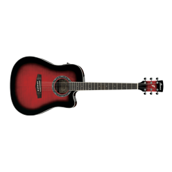 Ibanez PF28ECETRS PF Series Acoustic Guitar Transparent Red Sunburst High Gloss Finish Transparent Red Sunburst High G