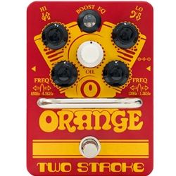 Orange Music TWO-STROKE Buffered active ABY switcher, custom designed isolating transformer, polarity switch, tri-color LED, 9v