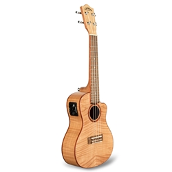 LANIKAI FM-CEC Concert Cutaway Ukulele with Maple Top and Body, Walnut Fingerboard, and Kula Electronics - NaturalW/ Bag
