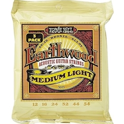 Ernie Ball P03003 3-PACK Earthwood Medium Light 80/20 Bronze Acoustic Guitar String Sets, 12-54