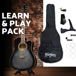 Washburn WA90CETBBPACK-U Learn & Play Pack - Acoustic/Electric Cutaway Guitar w/Bag, Stand, Strap, Tuner, Picks