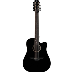 H Jiminez LGD1-CEBK 12 String Guitarra, Double Cutaway Electric, Black, W/Hard Case