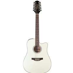 Takamine TAKGD37CE12PW 12-string Acoustic-Electric Guitar with Spruce Top, Maple Back and Sides, Mahogany Neck, and Rosewood Fingerboard - Pearl White