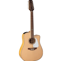Takamine TAKGD74CE12UNAT 12-string Acoustic-Electric Guitar with Solid Spruce Top, Maple Back and Sides, Maple Neck, and Laurel Fingerboard - Natural