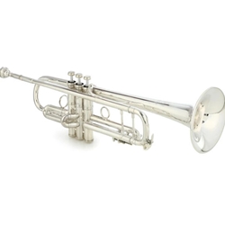 Bach 190SL65GV Stradivarius Professional Silver Trumpet, .459/.462 Vindabona large bore, 2-Piece Valve Casing, Hand Hammered 5" bell